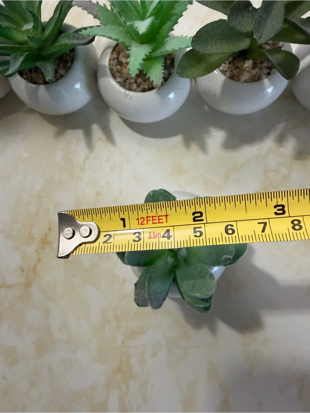6-Piece Mini Faux Succulent Set with White Ceramic Pots
